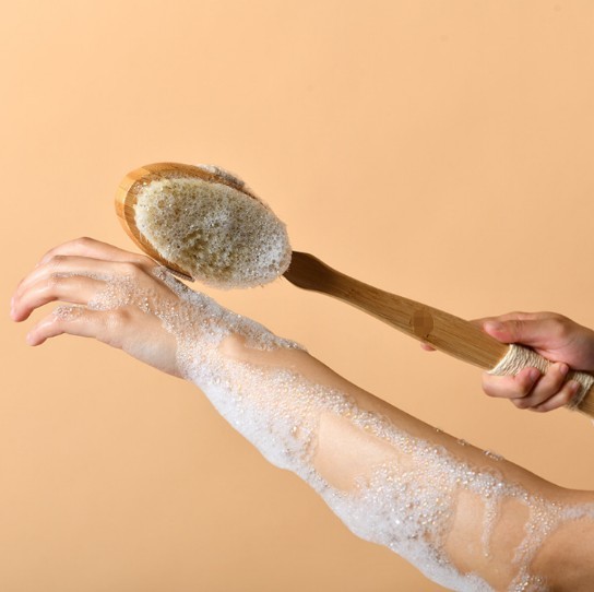 bath and body product manufacturer long handled Body Exfoliating Brush bamboo handle